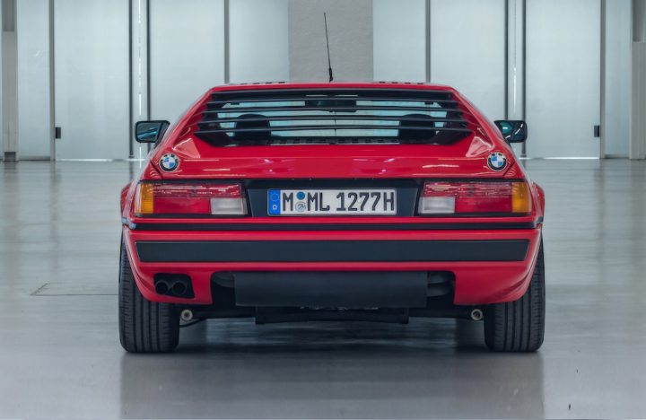 Red BMW M1 rear